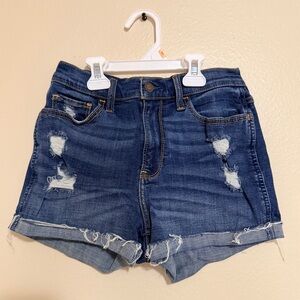 Hollister Distressed High-Rise Blue Jean Shorts 3Inch Size W26